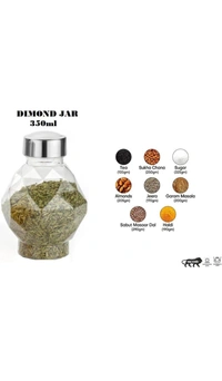 360Ã?Â° Revolving New Diamond Spice Rack Masala Rack Spice Box Masala Box Masala Container (1 Stand,16 Plastic Bottles With Steel Cap) - 350 ml Plastic Utility Container  (Clear) - Free Size