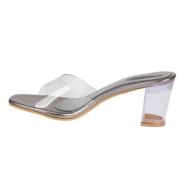Stylish & beautiful transparent heel for Girls - Gry Golden, IND-8