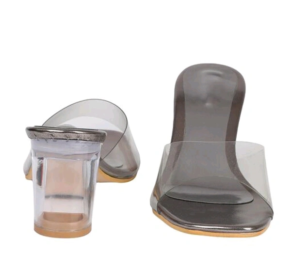 Stylish & beautiful transparent heel for Girls - Gry Golden, IND-8