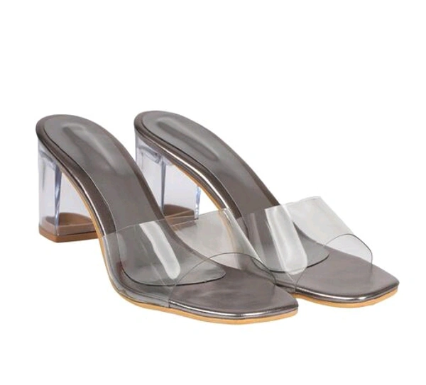 Stylish & beautiful transparent heel for Girls - Gry Golden, IND-6
