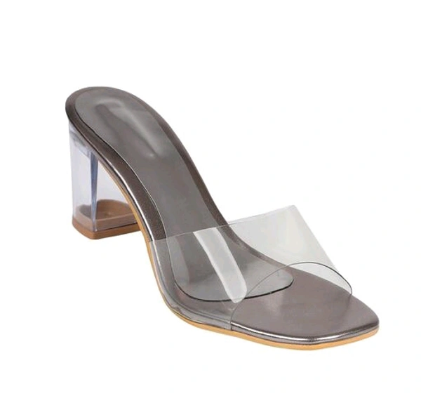 Stylish & beautiful transparent heel for Girls - Gry Golden, IND-4