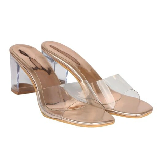 Stylish & beautiful transparent heel for Girls - Golden, IND-8