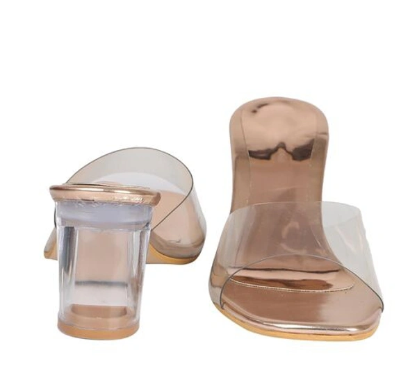 Stylish & beautiful transparent heel for Girls - Golden, IND-8