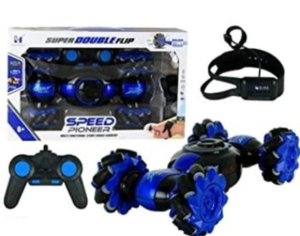 Kid's Speed Pioneer RC Car Stunt Remote Control Twisting Drift 2.4GHz Gesture Sensor Watch Control Off Road Vehicle Toy Cars Flips with Lights Music (Big ) - Free Size