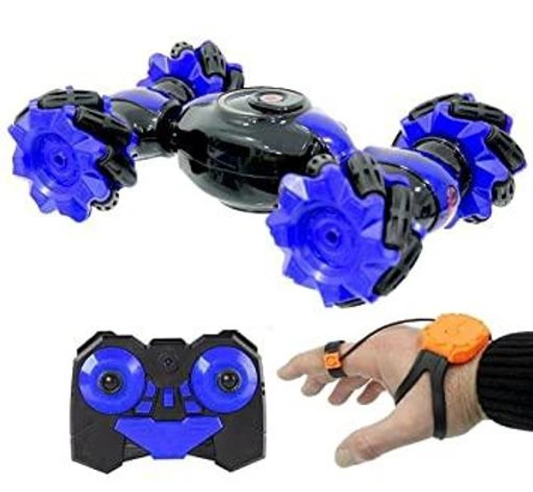 Kid's Speed Pioneer RC Car Stunt Remote Control Twisting Drift 2.4GHz Gesture Sensor Watch Control Off Road Vehicle Toy Cars Flips with Lights Music (Big ) - Free Size