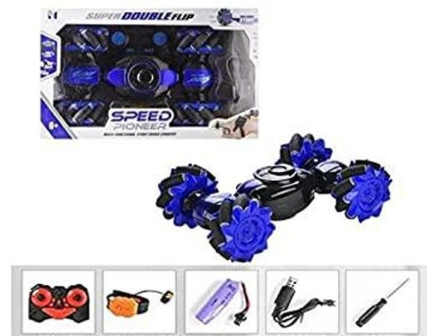 Kid's Speed Pioneer RC Car Stunt Remote Control Twisting Drift 2.4GHz Gesture Sensor Watch Control Off Road Vehicle Toy Cars Flips with Lights Music (Big ) - Free Size