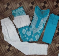 Georgette  Kurta Sets With Dupatta - M, Fountain Blue