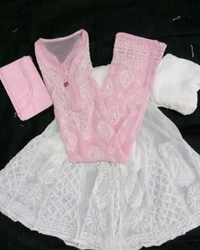 Georgette  Kurta Sets With Dupatta - L, Baby Pink