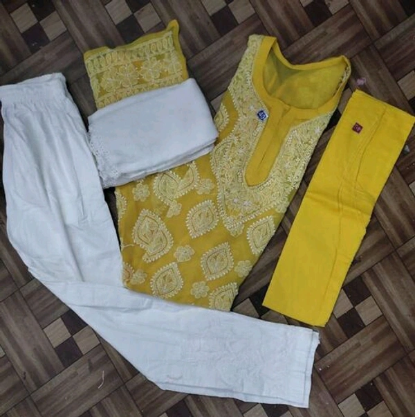 Georgette  Kurta Sets With Dupatta - XXL, Yellow