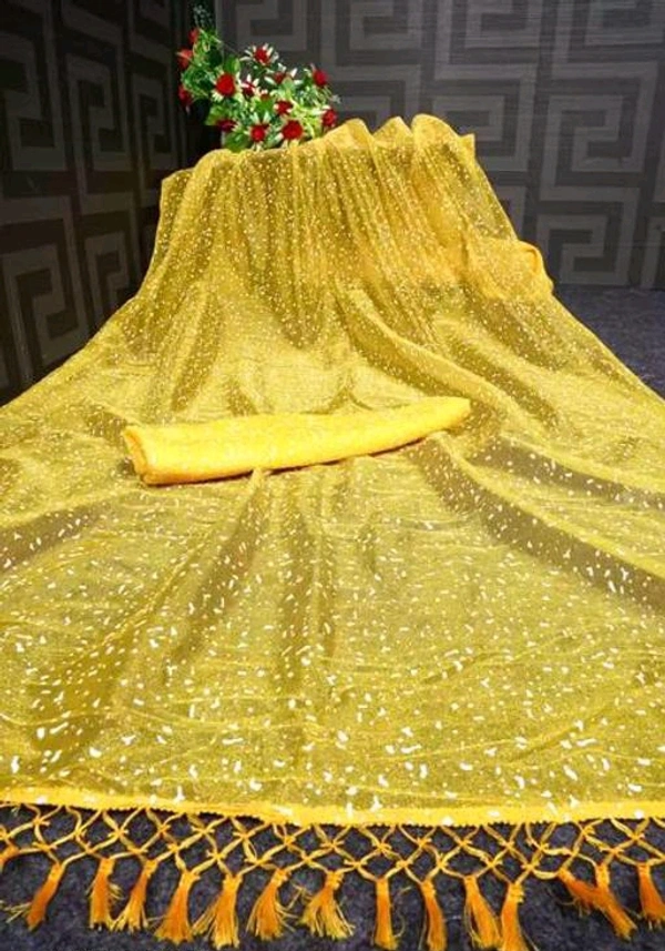 Net Adrika Pretty Sarees - Yellow, Free Size