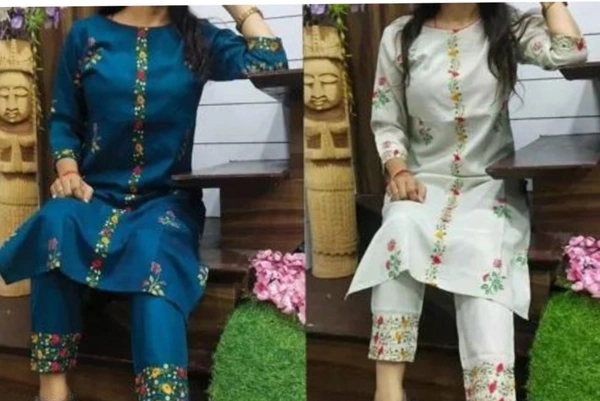 Superior Women's Kurta Set - blue and white, XL