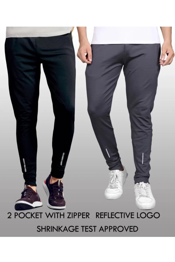 Pack Of 2 Solid Men Navy Blue,Grey Track Pants (Lower) - 28