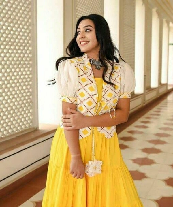 MH YELLOW LONGG GAUN WITH JACKET - XL