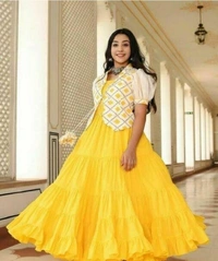 MH YELLOW LONGG GAUN WITH JACKET - XXL