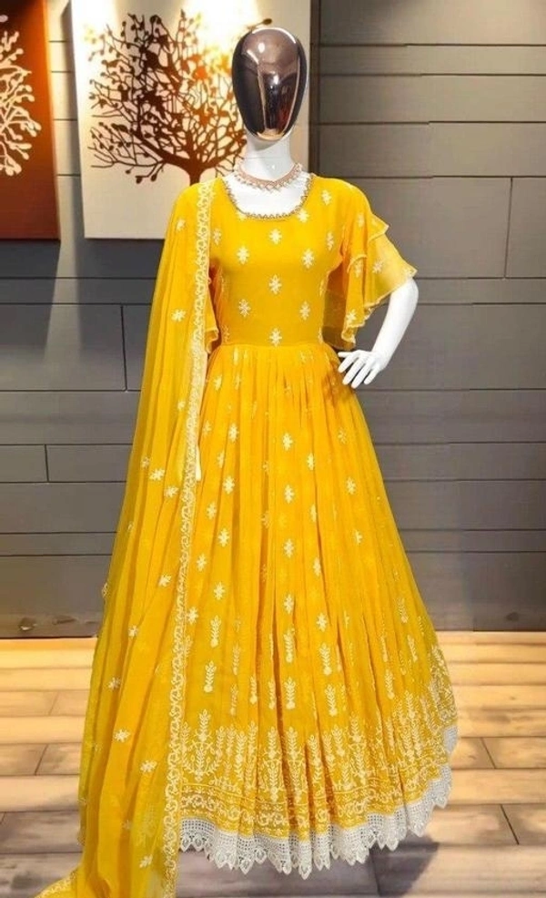 Classic Glamorous Women Gowns - Free Size, Gold