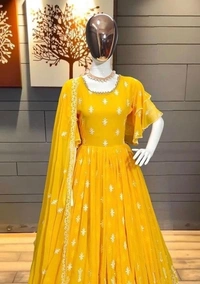 Classic Glamorous Women Gowns - Free Size, Gold