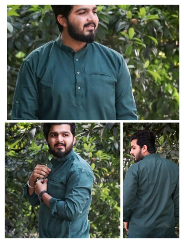 Cotton Based Viscouse Kurta  - Pine Green, M
