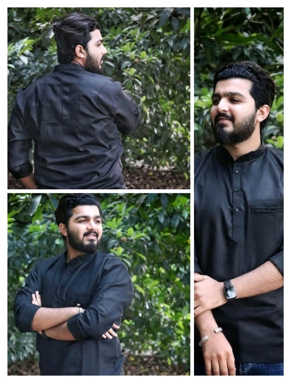 Cotton Based Viscouse Kurta  - Navy Blue, M