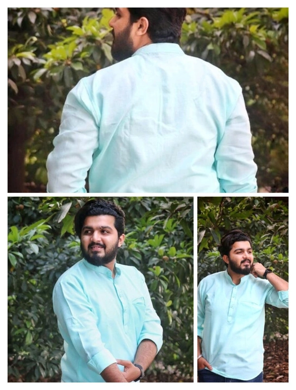 Cotton Based Viscouse Kurta  - Blizzard Blue, XL