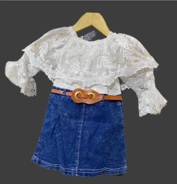 Modern Stylish Girls Clothing Sets - white and blue, 1-2 Years