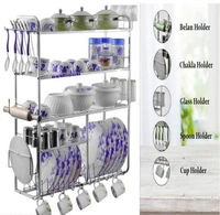 Premium Stainless Steel Kitchen Dish Rack / Plate Cutlery Stand /Kitchen Wall mount Rack /31*30 Inch EE Rack - Free Size