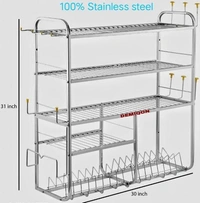 Premium Stainless Steel Kitchen Dish Rack / Plate Cutlery Stand /Kitchen Wall mount Rack /31*30 Inch EE Rack - Free Size