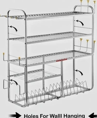 Premium Stainless Steel Kitchen Dish Rack / Plate Cutlery Stand /Kitchen Wall mount Rack /31*30 Inch EE Rack - Free Size