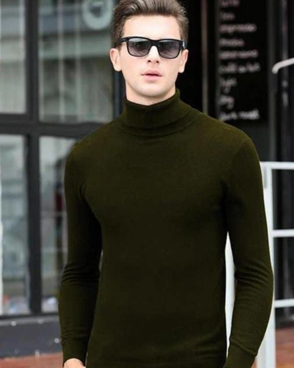 High neck and turtle neck Olive Sweater for men and - S