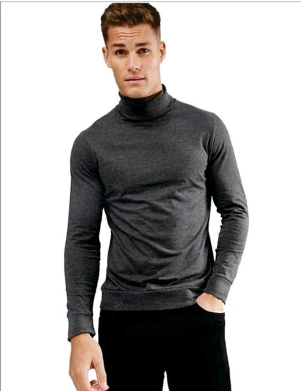 High neck and turtle neck Grey melange Sweater for men and - L