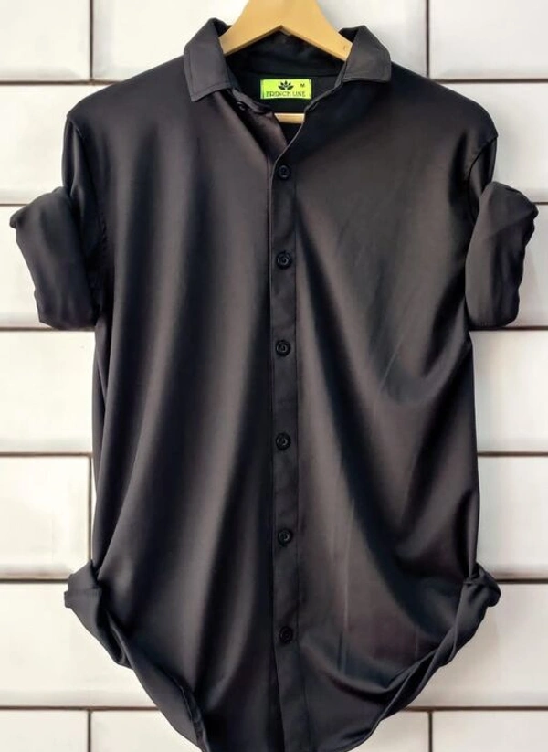 Men's Shirt Full Sleeve Poly Lycra  - Black, XL