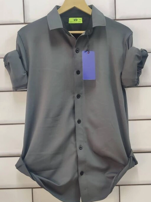 Men's Shirt Full Sleeve Poly Lycra  - Dove Gray, XXL
