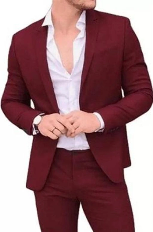 Solid Single Breasted Festive & Wedding Men  Full Sleeve Blazer  - Solid Pink, S