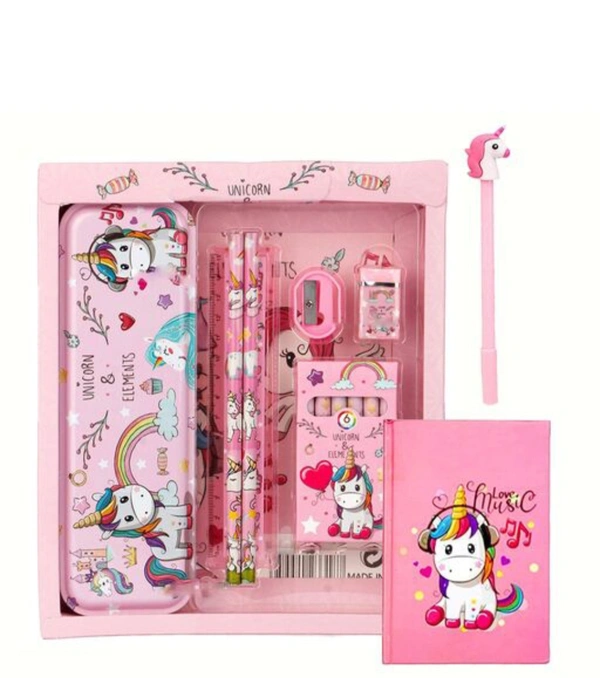 Best Unicorn Stationary Gift Box For Girls Student (Pencil Box) - Persian Pink, Free Size