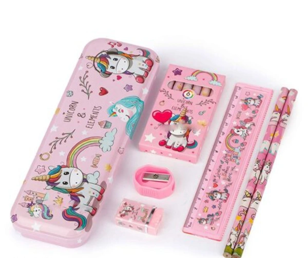 Best Unicorn Stationary Gift Box For Girls Student (Pencil Box) - Persian Pink, Free Size