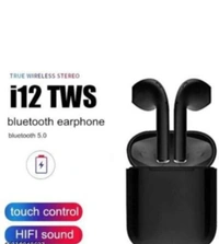 i12 TWS i 12 Bluetooth earphone in Black Colour BT Headset (airpod) - Black, Free Size