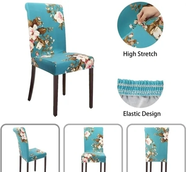 Castle Decor (Set of 6) Stretchable 6 Seater Dining Chair Cover - Free Size