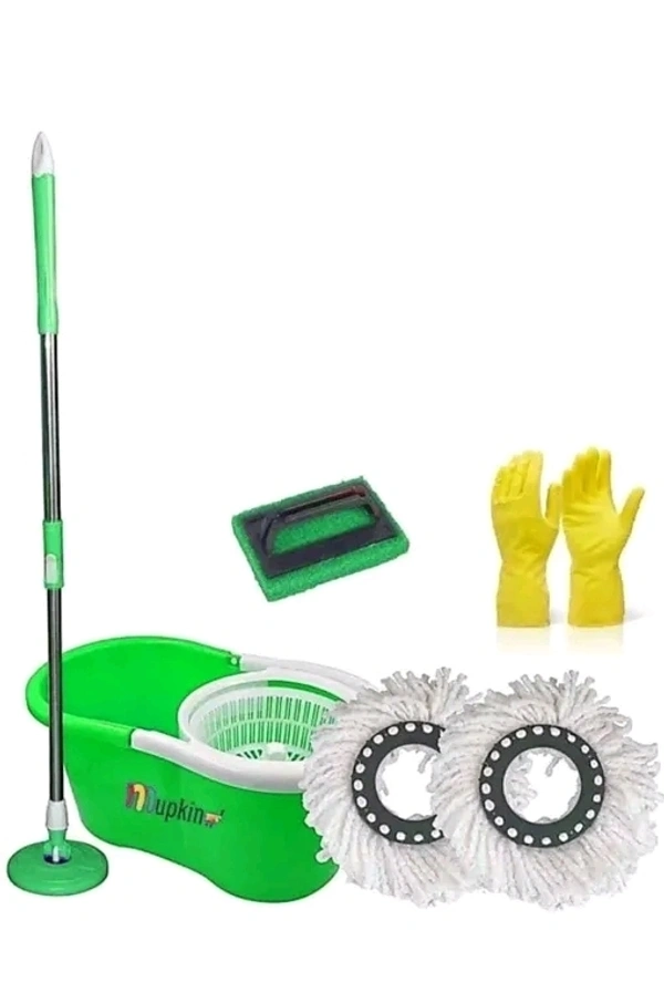 Cleaners Magic Dry Bucket Mop & Gloves Combo(multicolour)  - Free Size