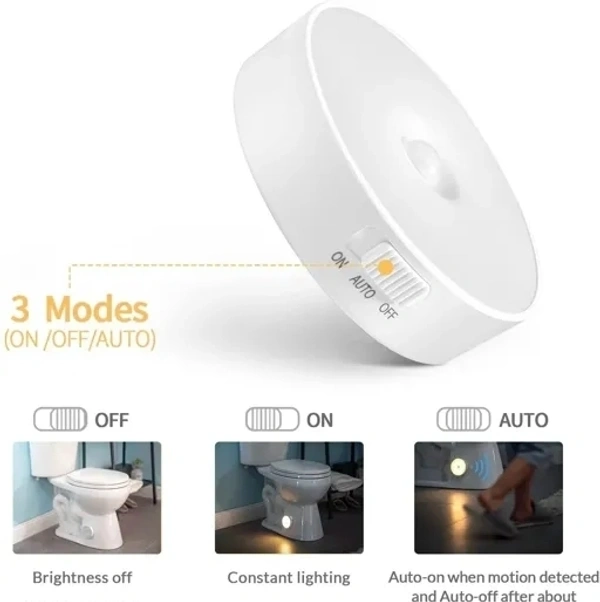 Motion Sensor Light for Home with Bright LED Beads and USB Charging, Wireless Self Adhesive LED Nightlight Body Sensor Wall Light for Wardrobe, Bedroom, Stairs BIGGER SIZE (Pack of 2 Pcs) - Free Size