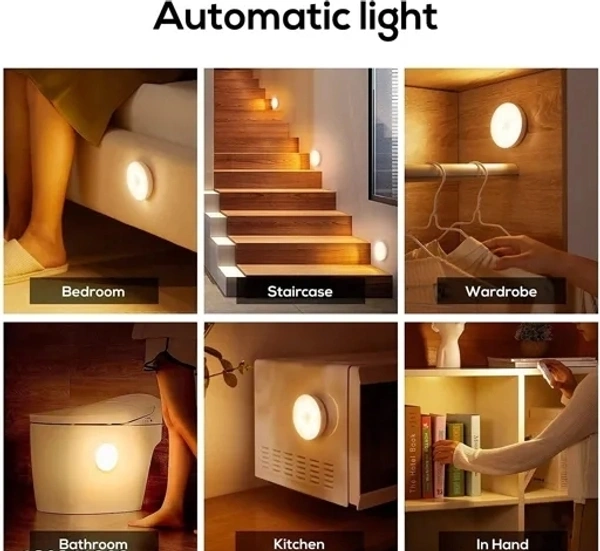 Motion Sensor Light for Home with Bright LED Beads and USB Charging, Wireless Self Adhesive LED Nightlight Body Sensor Wall Light for Wardrobe, Bedroom, Stairs BIGGER SIZE (Pack of 2 Pcs) - Free Size