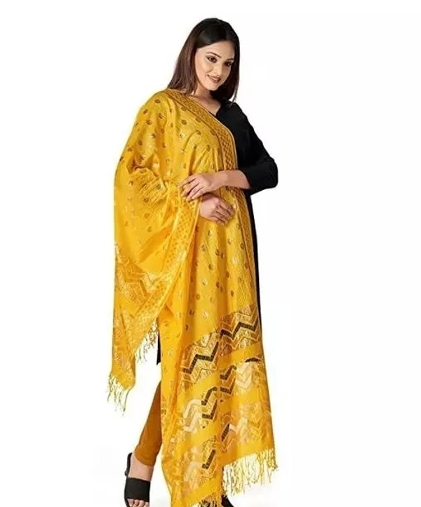  VARYAA DESGINER WOMEN`S BANARASI RUSSLE SILK GOLD ZARI WORK DUPATTA COMBO OF 3 (RED, WHITE, YELLOW) - Free Size