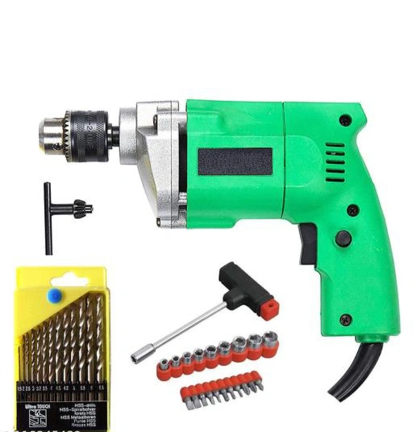  Powerful Drill Machine with 13Pcs Drill Bit Set And 21 Pcs Toolkit Screwdriver Set Power Tools - Free Size