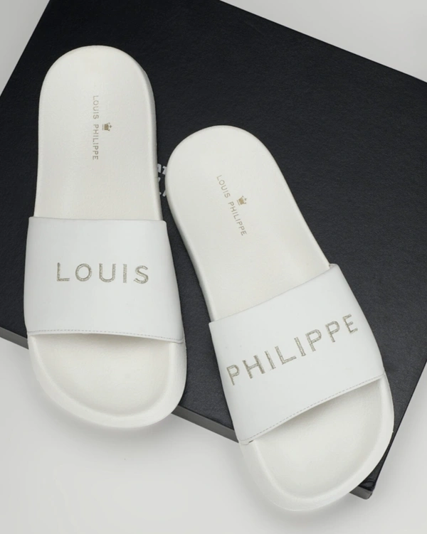 LOUIS PHILIPPE brand Print Slip-on-flip-flops - White, 10