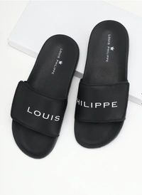 LOUIS PHILIPPE brand Print Slides flip-flops - Black, 7