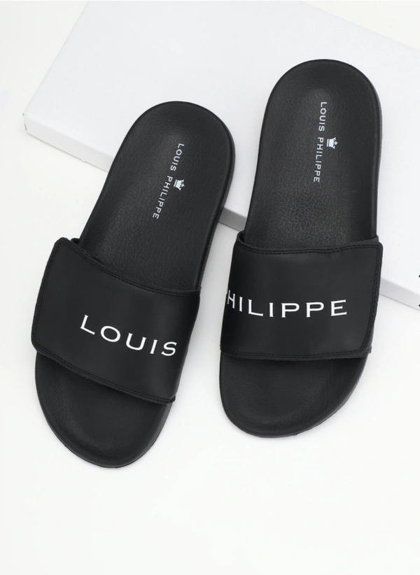 LOUIS PHILIPPE brand Print Slides flip-flops - Black, 7