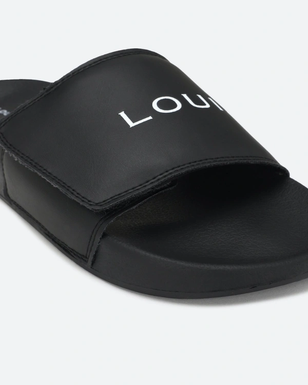 LOUIS PHILIPPE brand Print Slides flip-flops - Black, 9