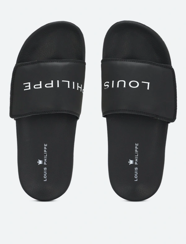 LOUIS PHILIPPE brand Print Slides flip-flops - Black, 11