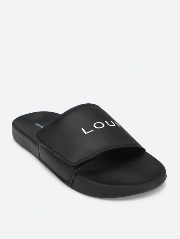 LOUIS PHILIPPE brand Print Slides flip-flops - Black, 11