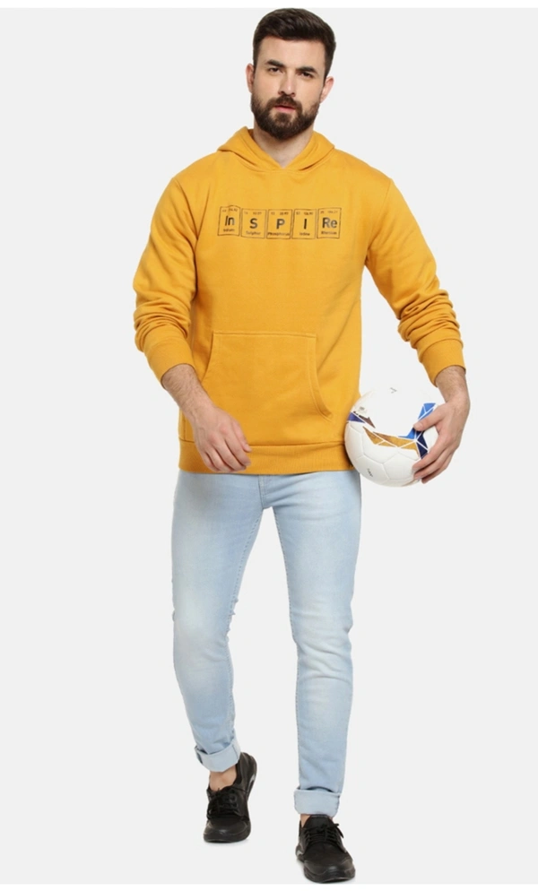 Campus Sutra Hooded Sweatshirt With Central Pocket  - Web Orange, L