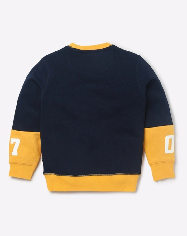 Indian Terrain Boys Colourblock Crew Neck Sweatshirt  - Gold, 14 To 15 Years