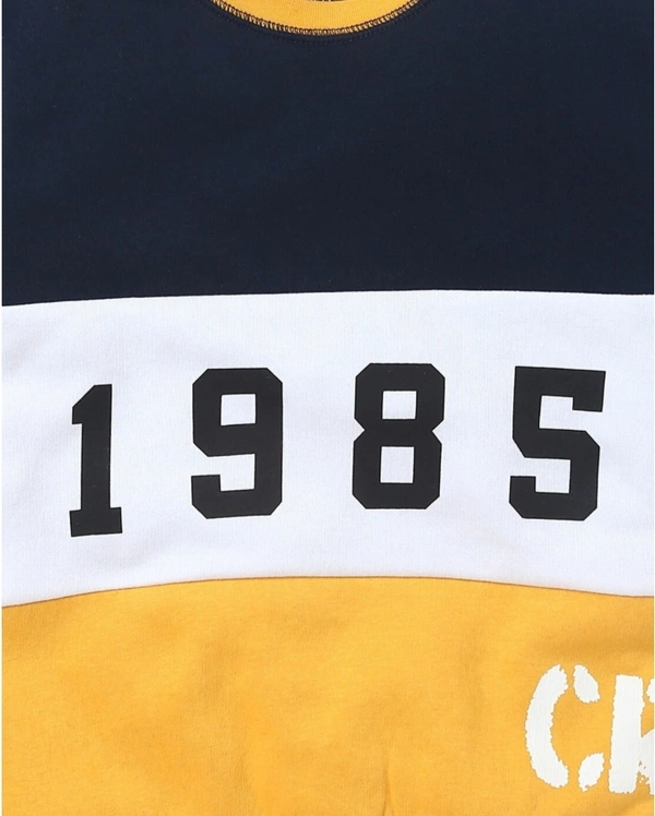 Indian Terrain Boys Colourblock Crew Neck Sweatshirt  - Gold, 15 To 16 Years